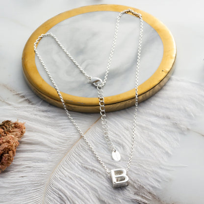 Initial Necklace Letter B Created with Zircondia® Crystals