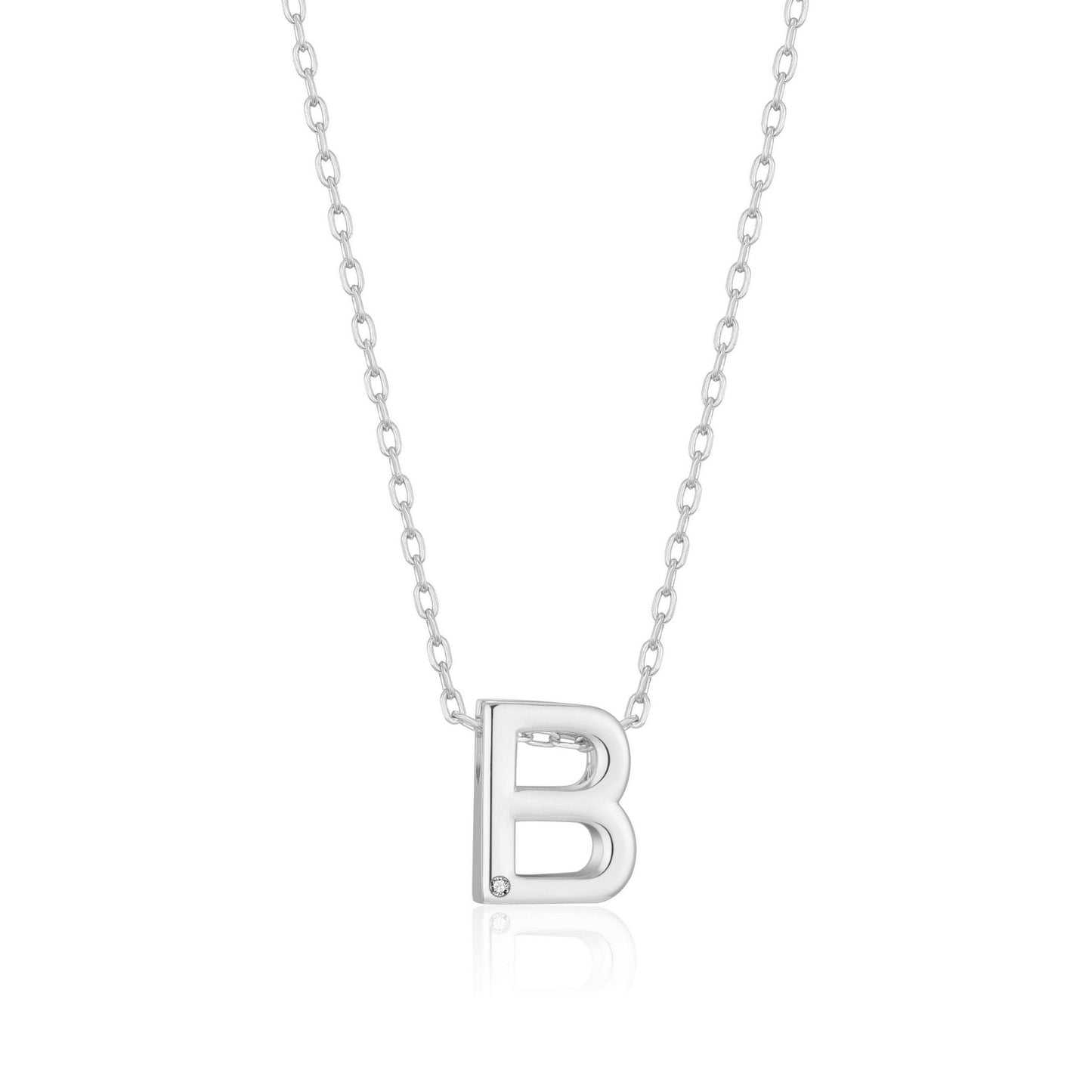 Initial Necklace Letter B Created with Zircondia® Crystals