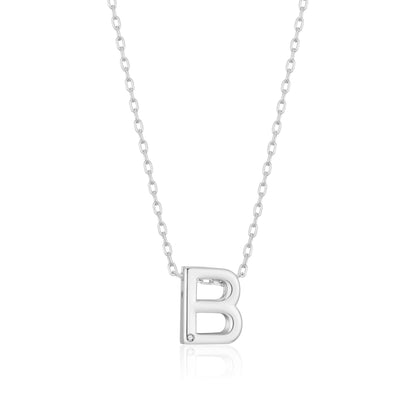 Initial Necklace Letter B Created with Zircondia® Crystals