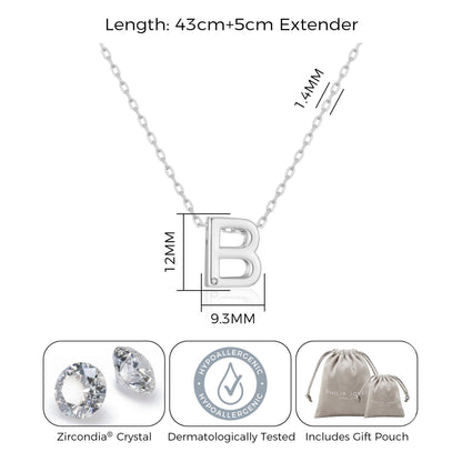 Initial Necklace Letter B Created with Zircondia® Crystals