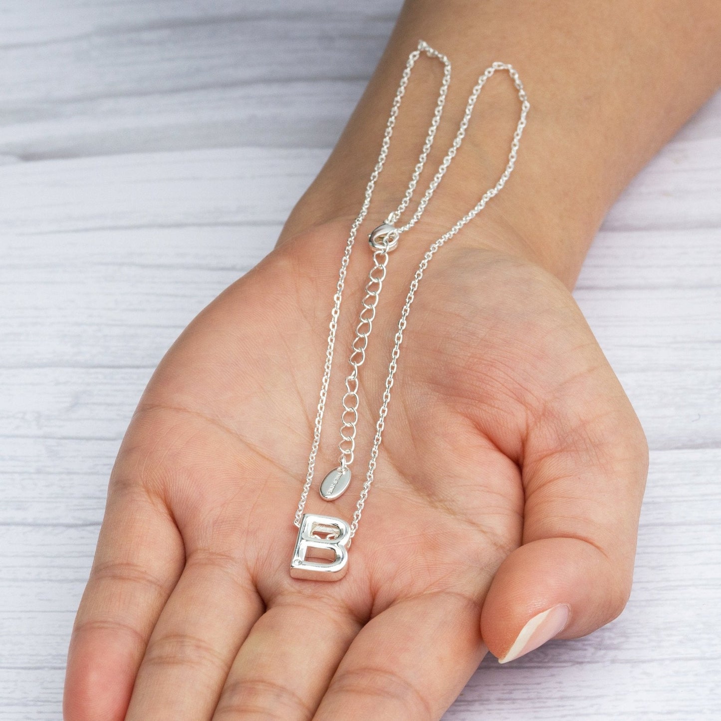 Initial Necklace Letter B Created with Zircondia® Crystals