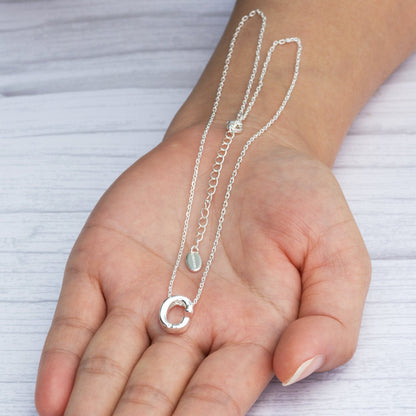 Initial Necklace Letter C Created with Zircondia® Crystals