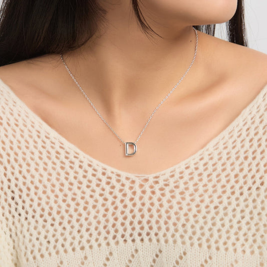Initial Necklace Letter D Created with Zircondia® Crystals
