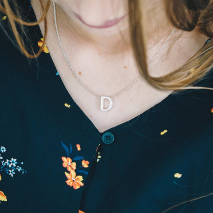 Initial Necklace Letter D Created with Zircondia® Crystals