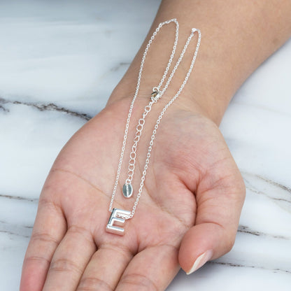 Initial Necklace Letter E Created with Zircondia® Crystals