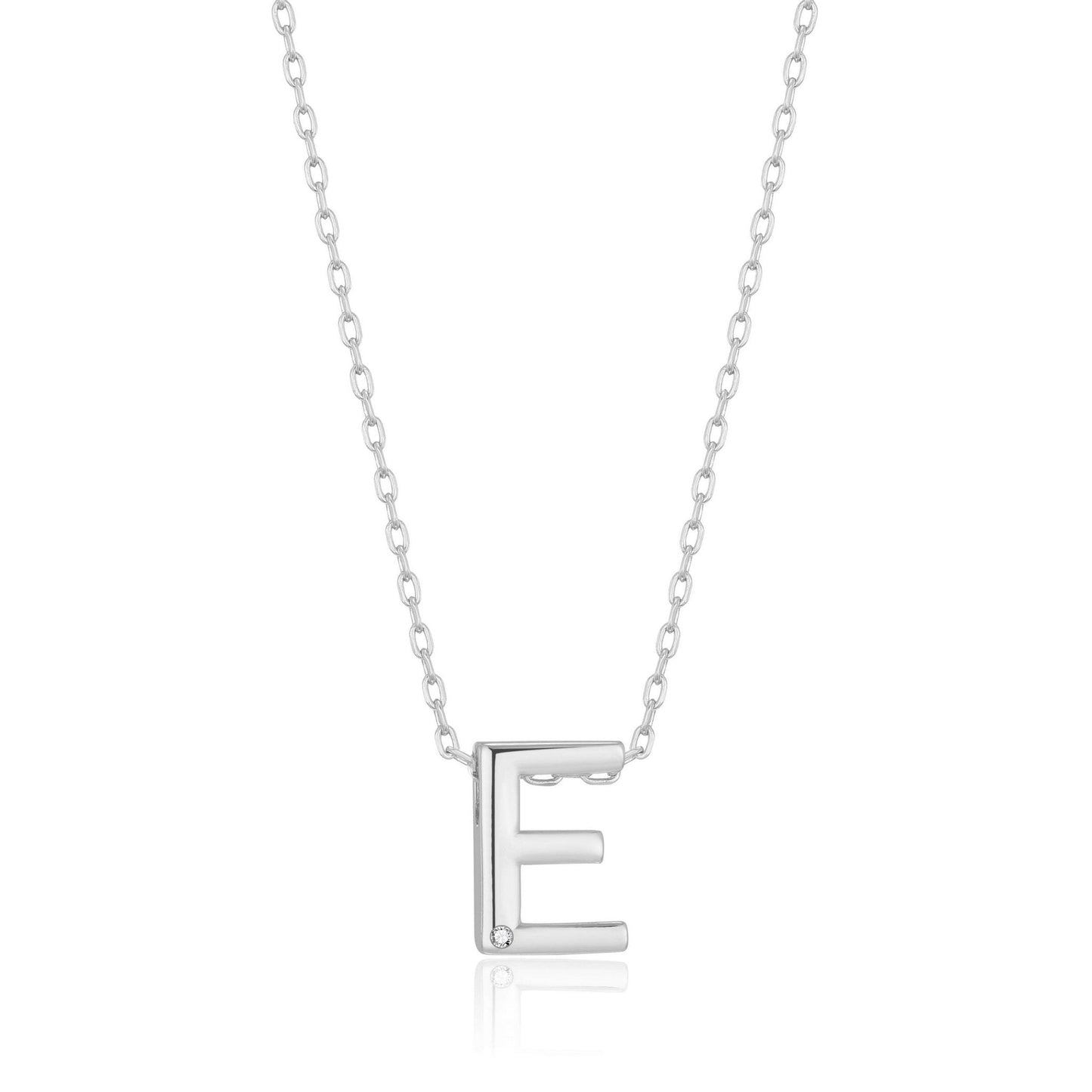 Initial Necklace Letter E Created with Zircondia® Crystals