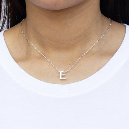 Initial Necklace Letter E Created with Zircondia® Crystals