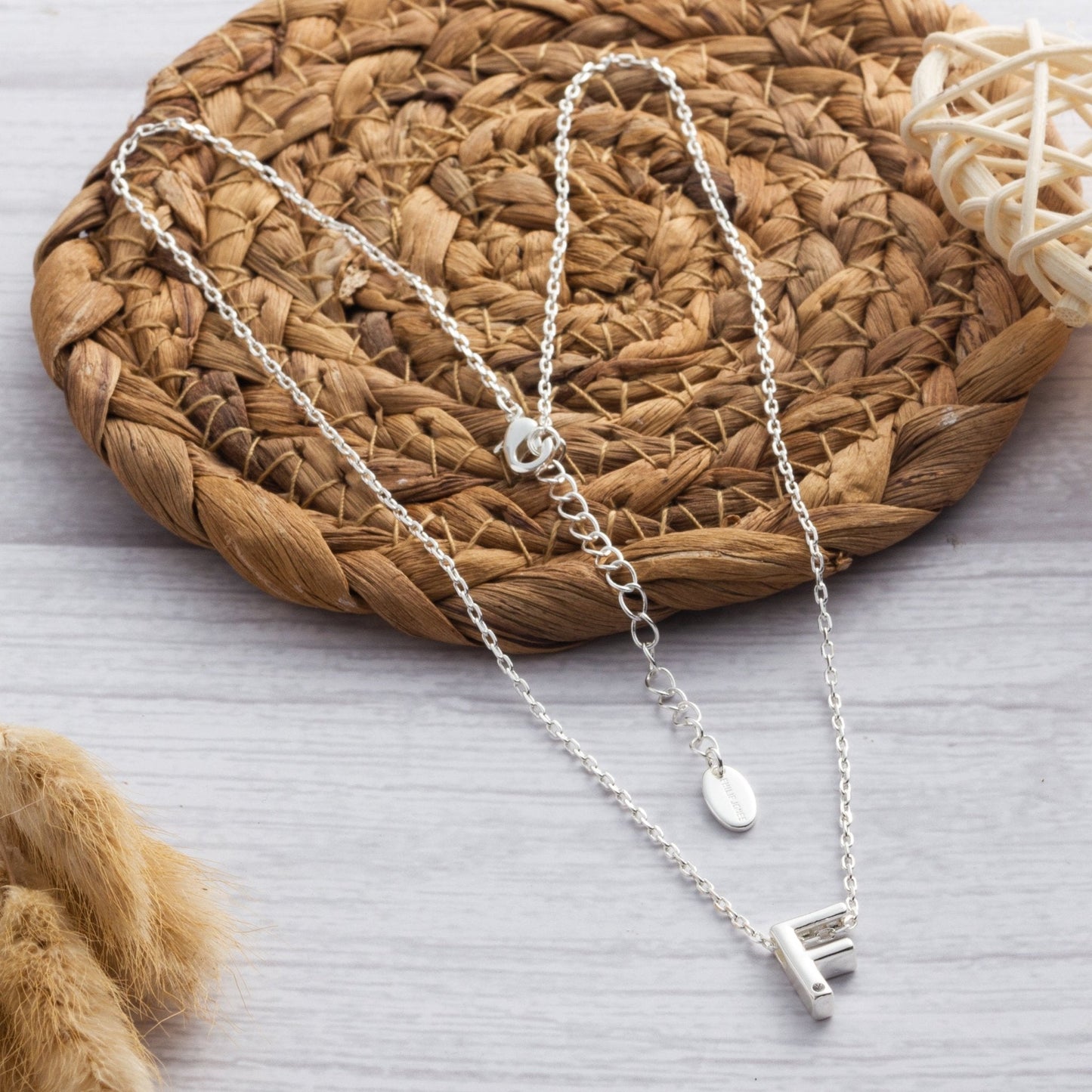 Initial Necklace Letter F Created with Zircondia® Crystals