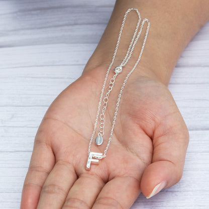 Initial Necklace Letter F Created with Zircondia® Crystals