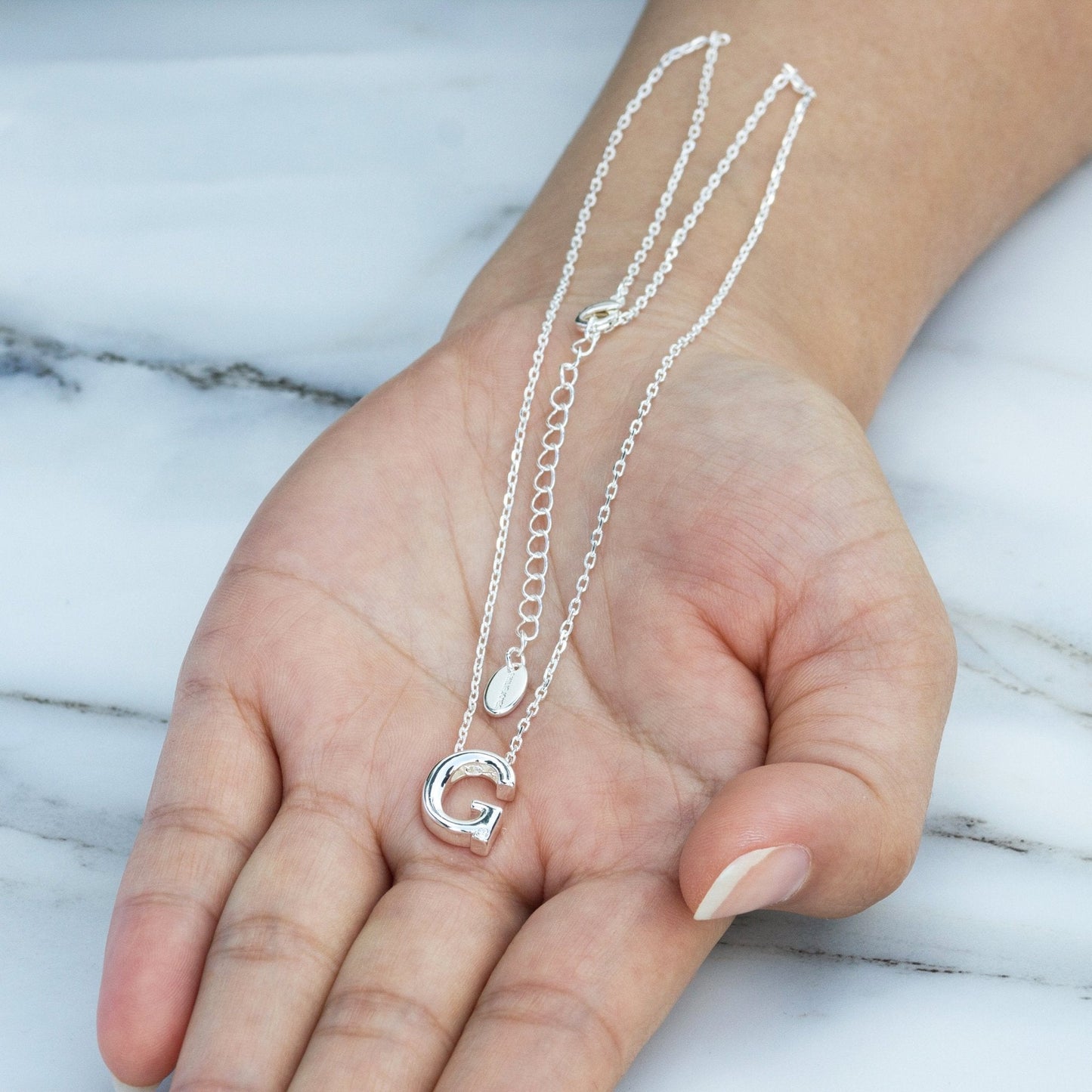 Initial Necklace Letter G Created with Zircondia® Crystals