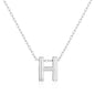 Initial Necklace Letter H Created with Zircondia® Crystals