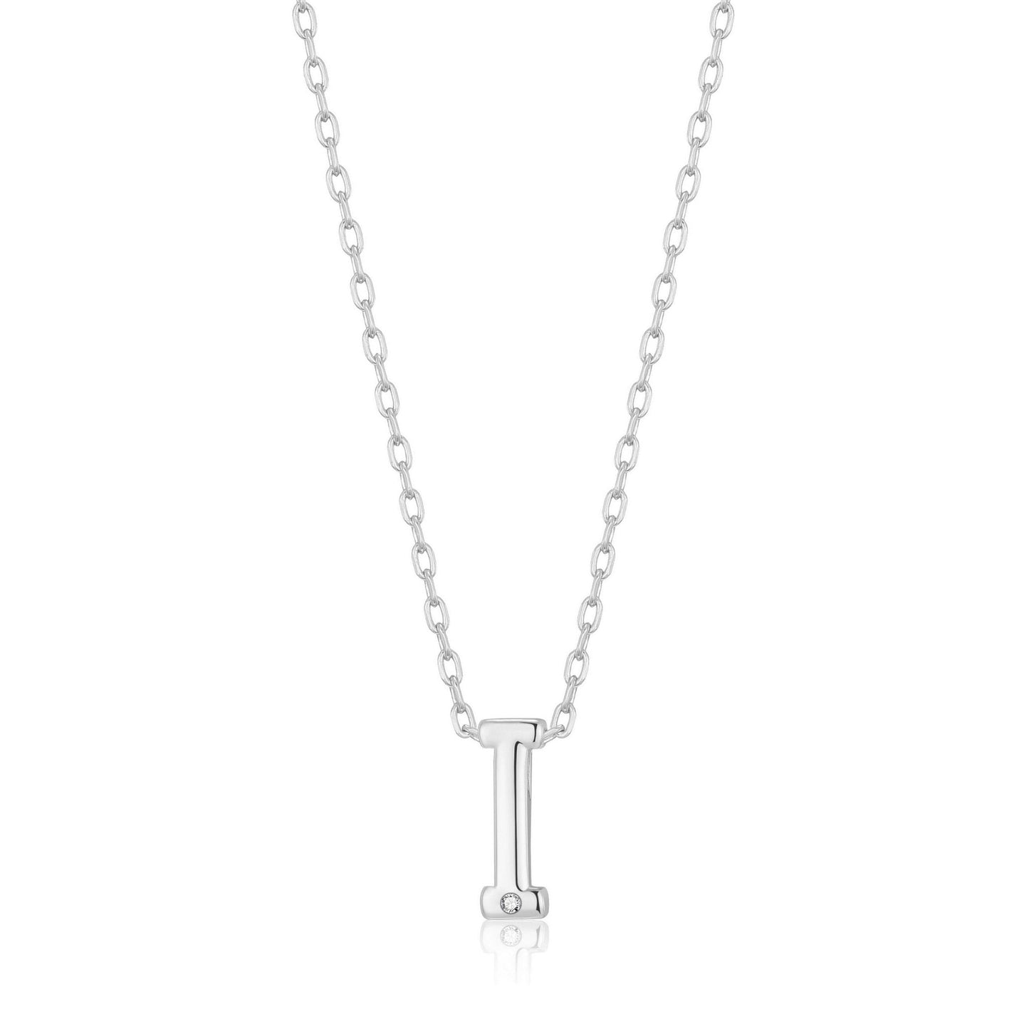 Initial Necklace Letter I Created with Zircondia® Crystals