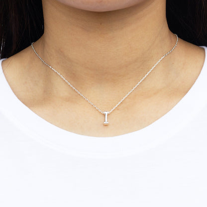 Initial Necklace Letter I Created with Zircondia® Crystals