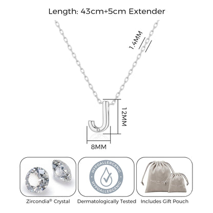Initial Necklace Letter J Created with Zircondia® Crystals