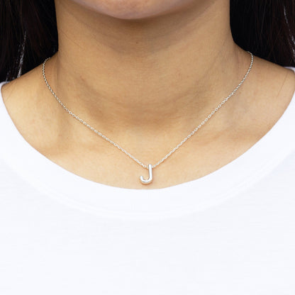 Initial Necklace Letter J Created with Zircondia® Crystals