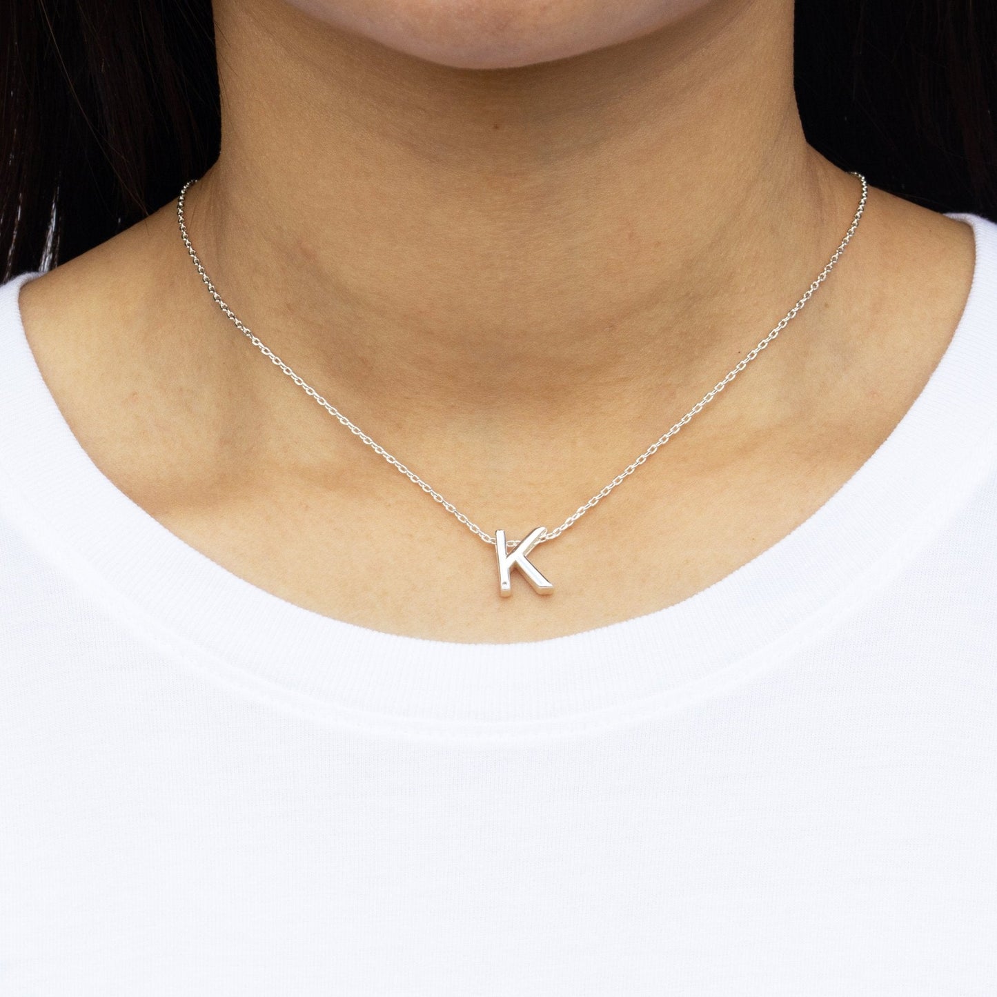 Initial Necklace Letter K Created with Zircondia® Crystals