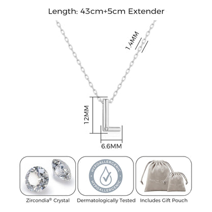 Initial Necklace Letter L Created with Zircondia® Crystals