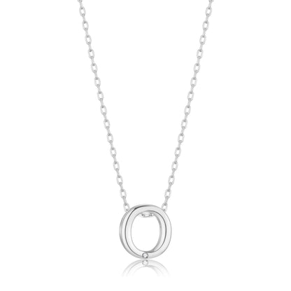 Initial Necklace Letter O Created with Zircondia® Crystals