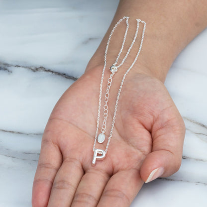 Initial Necklace Letter P Created with Zircondia® Crystals