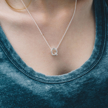 Initial Necklace Letter Q Created with Zircondia® Crystals