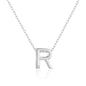 Initial Necklace Letter R Created with Zircondia® Crystals