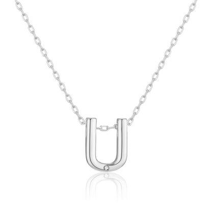 Initial Necklace Letter U Created with Zircondia® Crystals