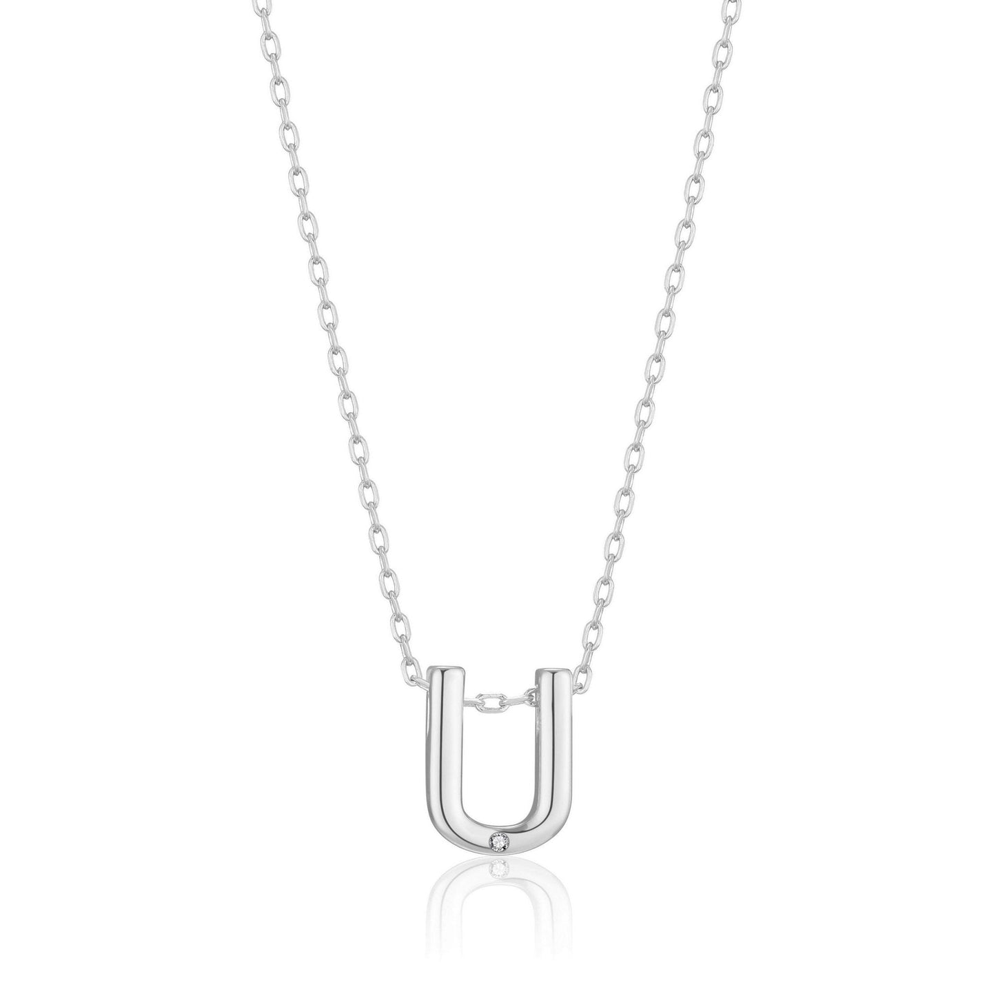 Initial Necklace Letter U Created with Zircondia® Crystals