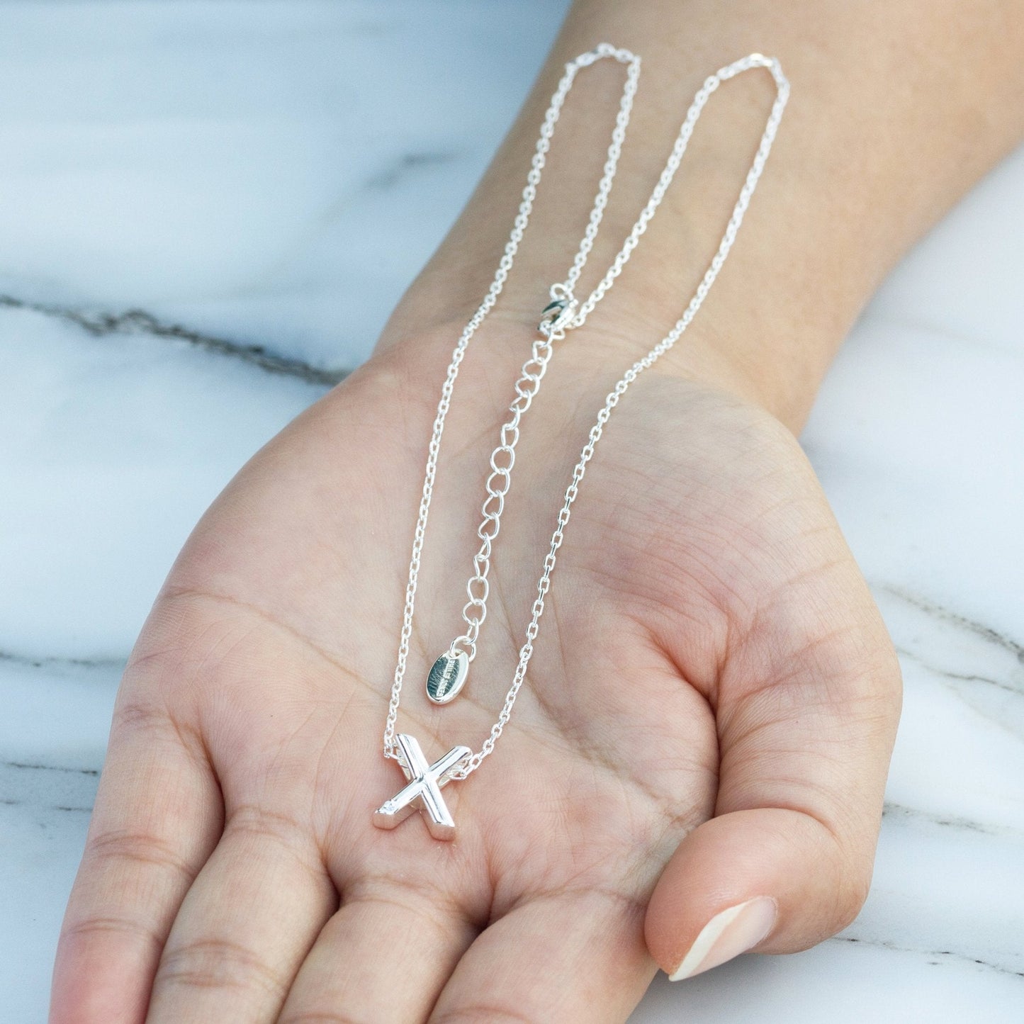 Initial Necklace Letter X Created with Zircondia® Crystals