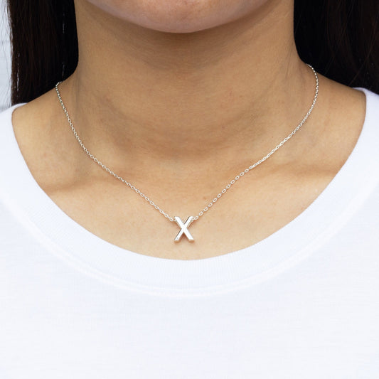 Initial Necklace Letter X Created with Zircondia® Crystals