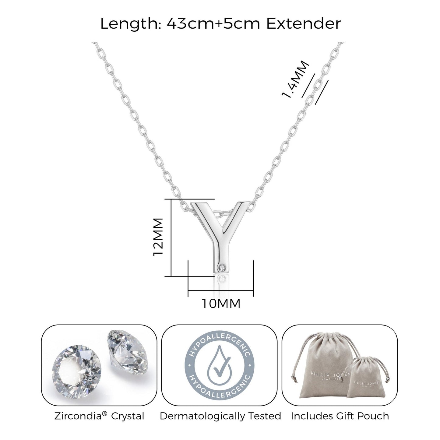 Collier Initial Lettre Y Orné de Cristaux Zircondia®