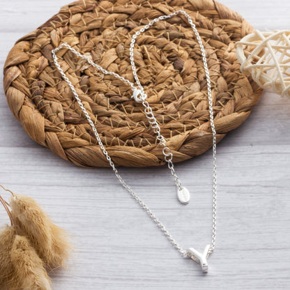Initial Necklace Letter Y Created with Zircondia® Crystals