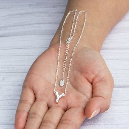 Initial Necklace Letter Y Created with Zircondia® Crystals