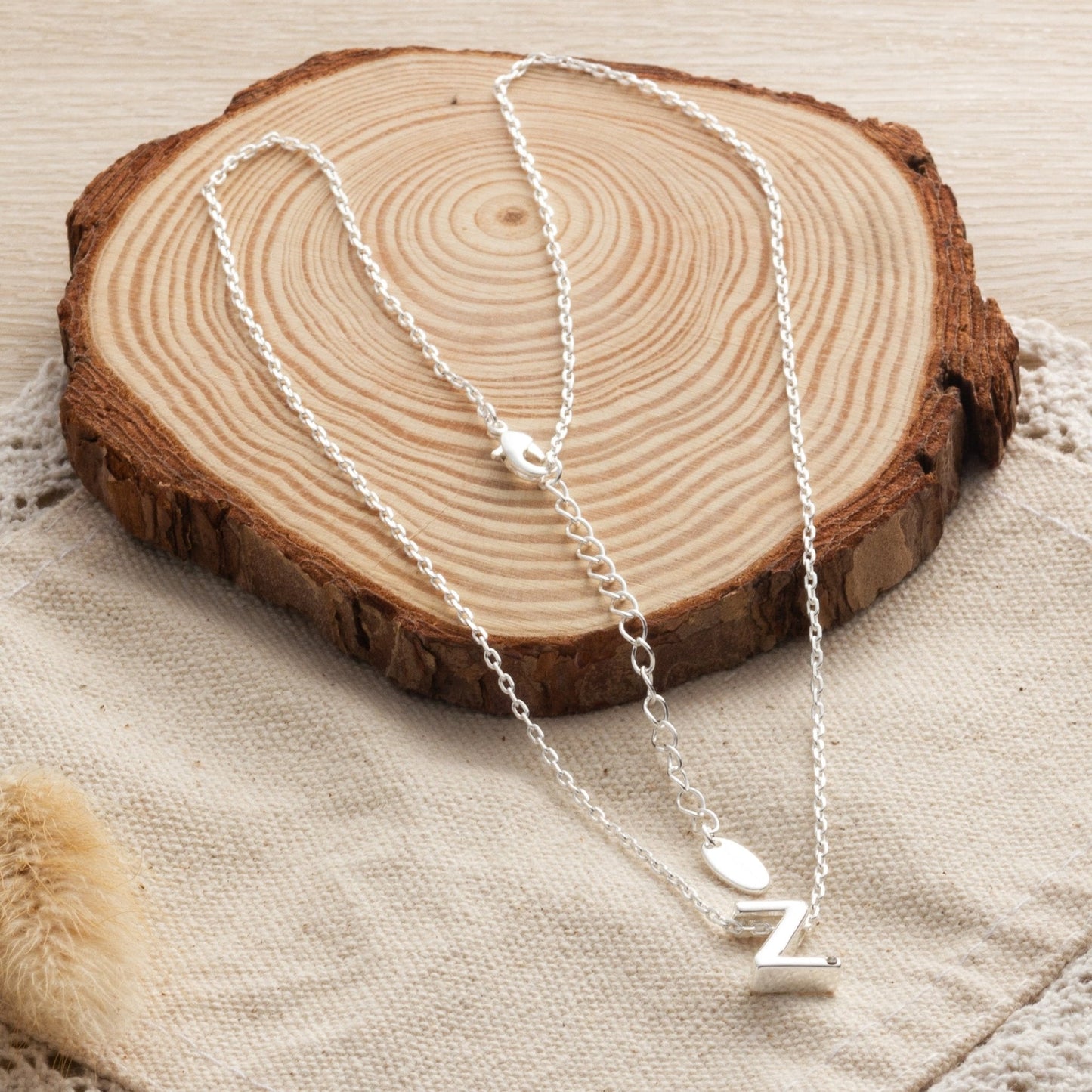 Initial Necklace Letter Z Created with Zircondia® Crystals