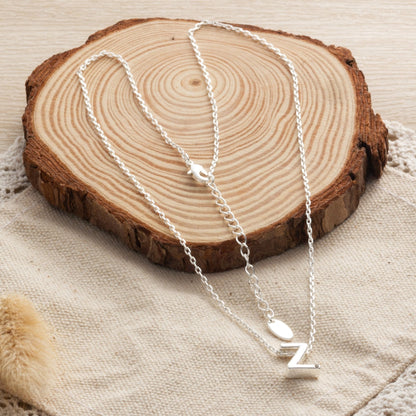 Initial Necklace Letter Z Created with Zircondia® Crystals