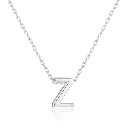 Initial Necklace Letter Z Created with Zircondia® Crystals