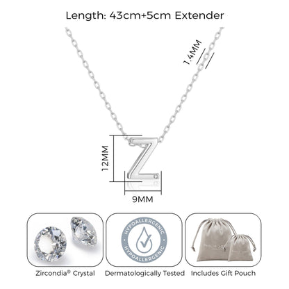 Initial Necklace Letter Z Created with Zircondia® Crystals