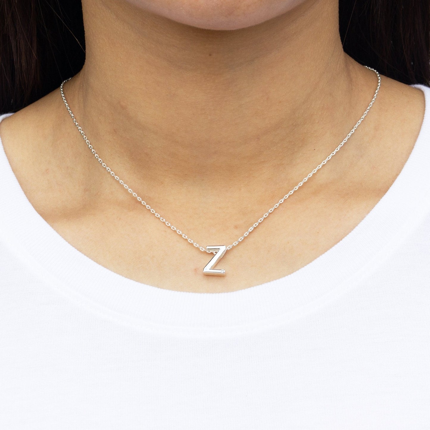 Initial Necklace Letter Z Created with Zircondia® Crystals