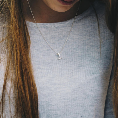 Initial Necklace Letter Z Created with Zircondia® Crystals