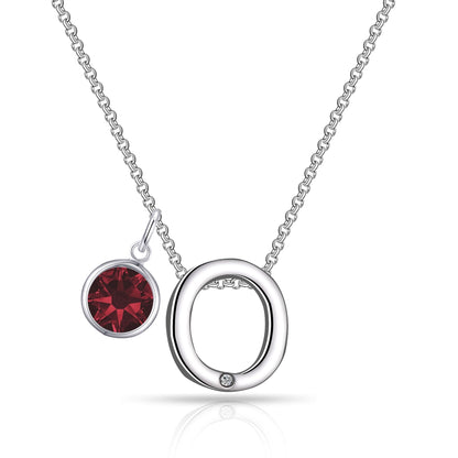 Initial O Necklace with Birthstone Charm Created with Zircondia® Crystals