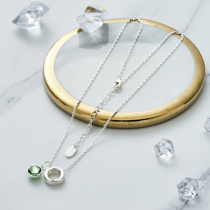 Initial O Necklace with Birthstone Charm Created with Zircondia® Crystals