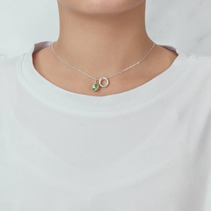 Initial O Necklace with Birthstone Charm Created with Zircondia® Crystals