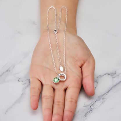 Initial O Necklace with Birthstone Charm Created with Zircondia® Crystals
