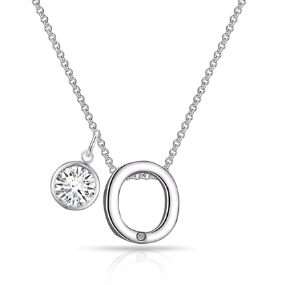 Initial O Necklace with Birthstone Charm Created with Zircondia® Crystals