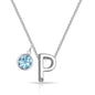 Initial P Necklace with Birthstone Charm Created with Zircondia® Crystals