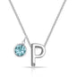 Initial P Necklace with Birthstone Charm Created with Zircondia® Crystals