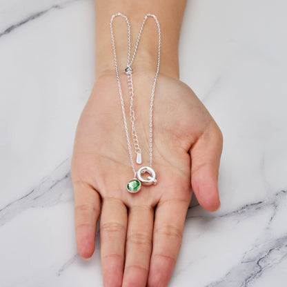 Initial Q Necklace with Birthstone Charm Created with Zircondia® Crystals