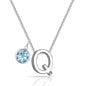 Initial Q Necklace with Birthstone Charm Created with Zircondia® Crystals