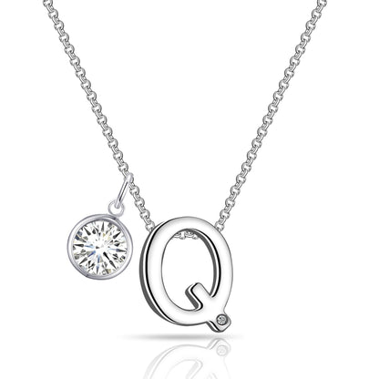 Initial Q Necklace with Birthstone Charm Created with Zircondia® Crystals