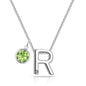Initial R Necklace with Birthstone Charm Created with Zircondia® Crystals