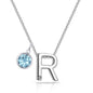 Initial R Necklace with Birthstone Charm Created with Zircondia® Crystals